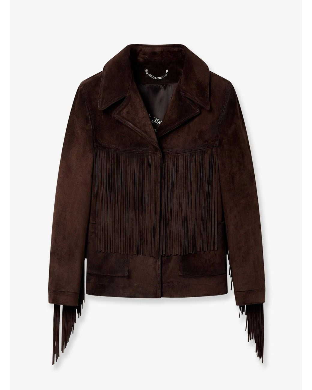 Golden Goose Deluxe Brand Brown Linda Journey Waxed Suede Jacket With Fringes