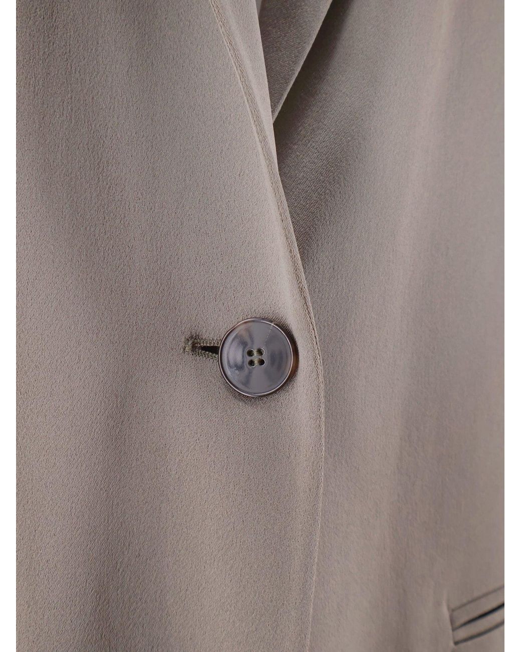 Alysi Natural Single-Breasted Satin Blazer