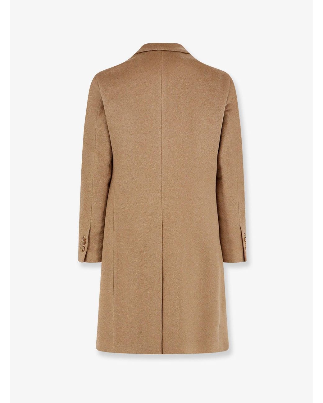 Lardini Natural Camel Hair Coat With Iconic Brooch for men