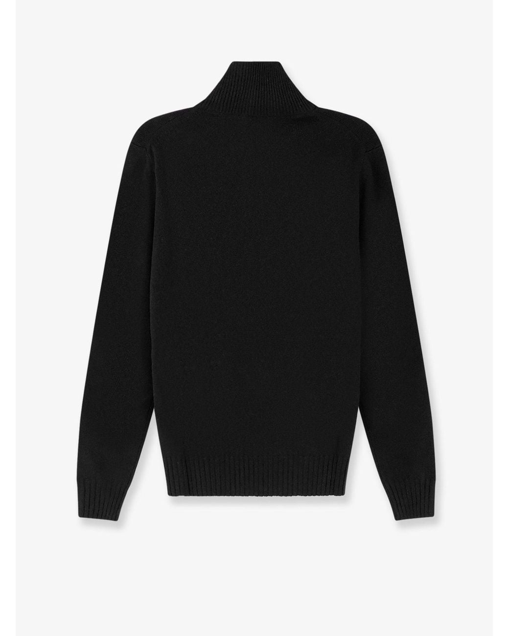Alpha Studio Black Wool And Cashmere Half-Zip Cardigan for men