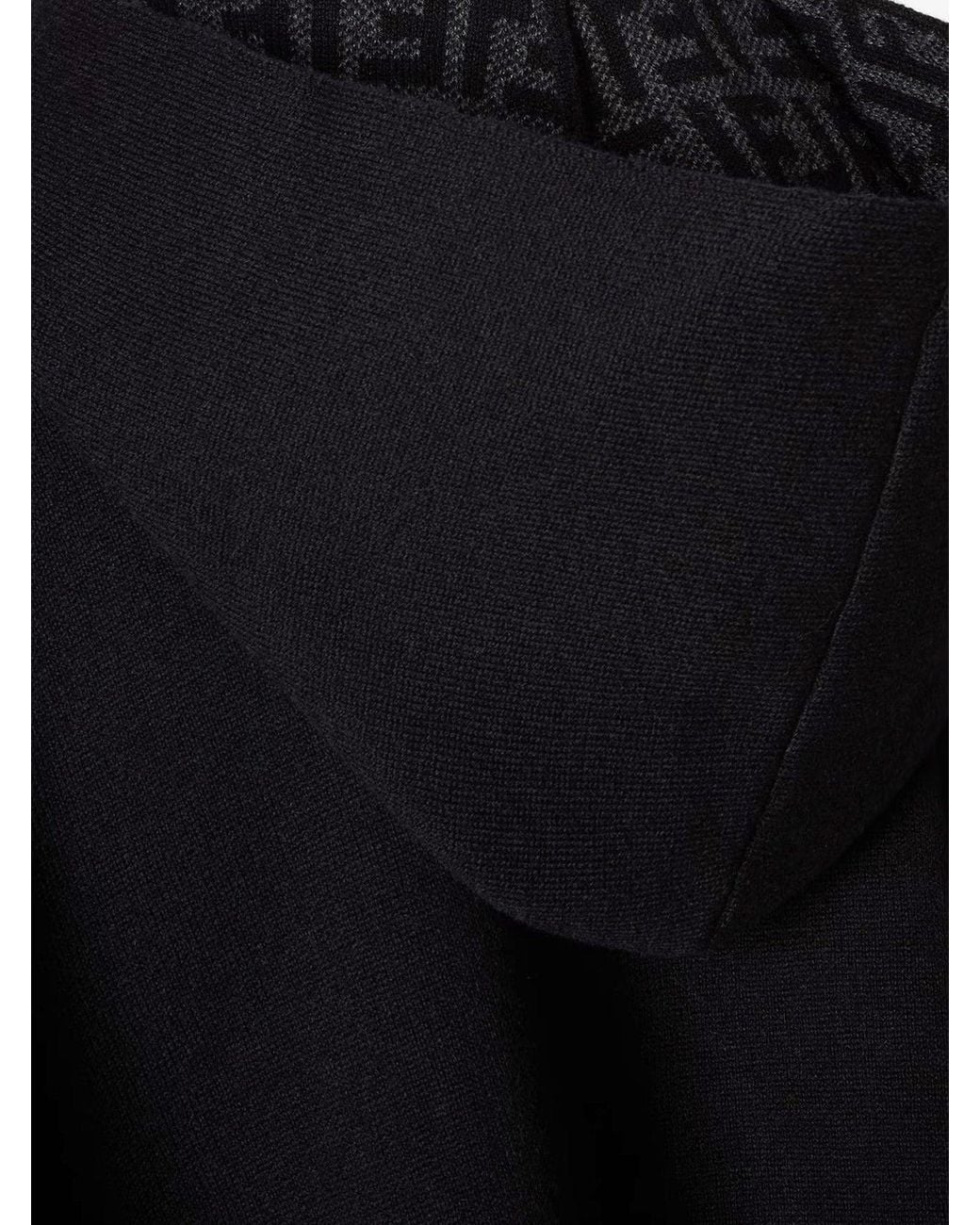 Fendi Black Ff Zucca And Cashmere Poncho
