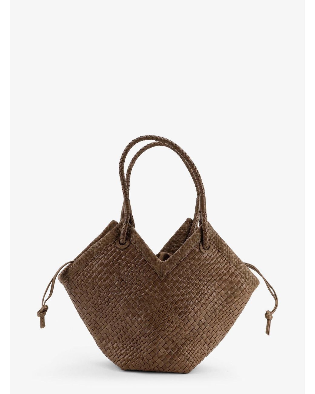 IBELIV Brown Trinity Medium Vegetable-Tanned Leather Shoulder Bag With A Woven Pattern