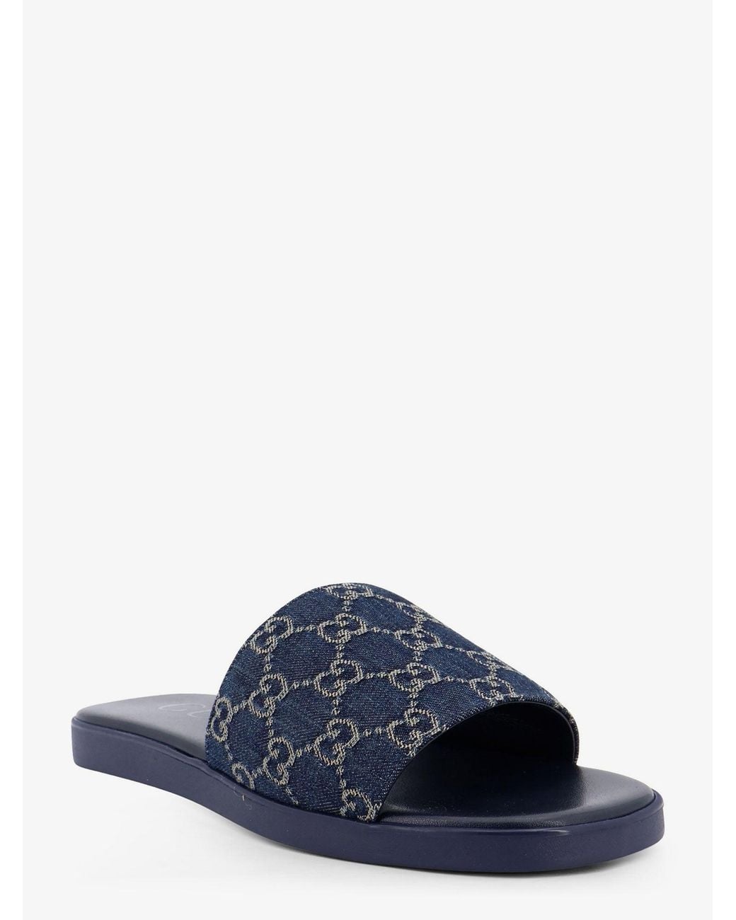 Gucci Blue Denim Sandals With Gg Motif for men