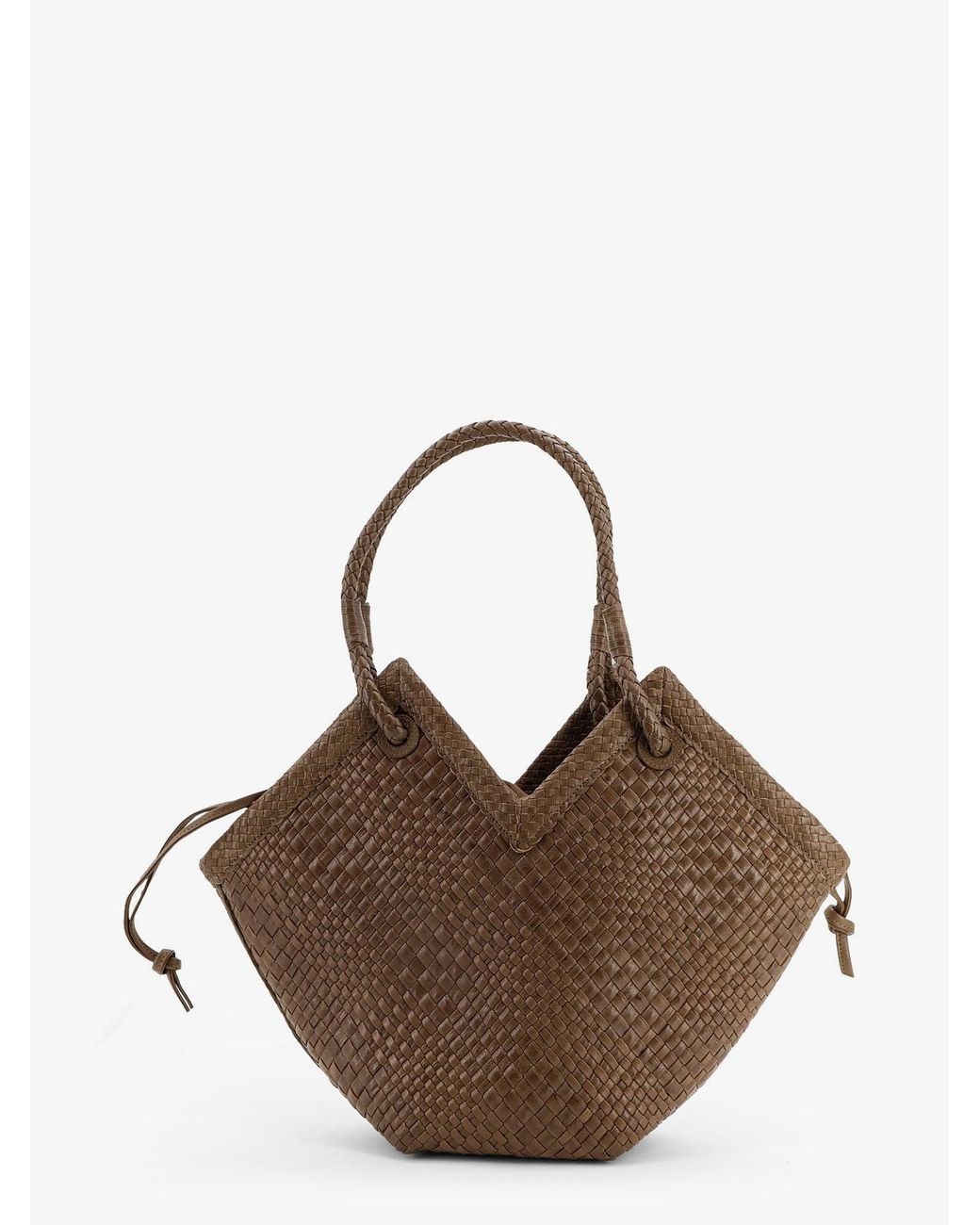 IBELIV Brown Trinity Medium Vegetable-Tanned Leather Shoulder Bag With A Woven Pattern