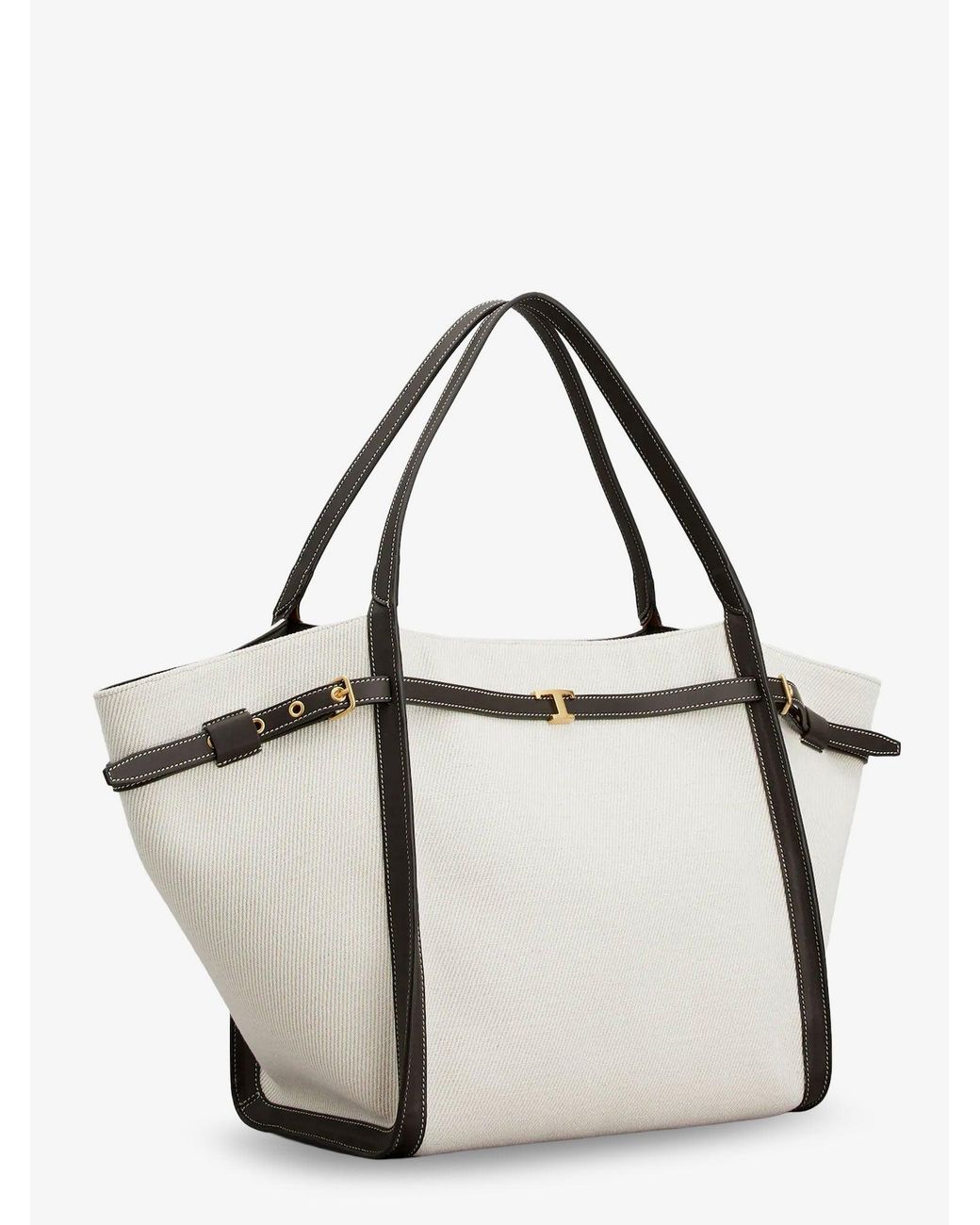 Tod's Metallic Tim Canvas And Leather Medium Shopping Bag