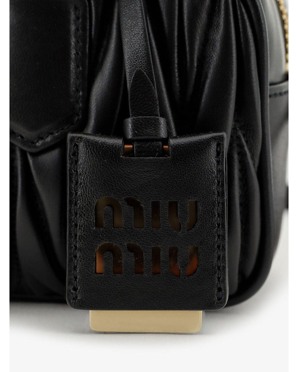 Miu Miu Black Arcadie Matelassé Leather Crossbody Bag