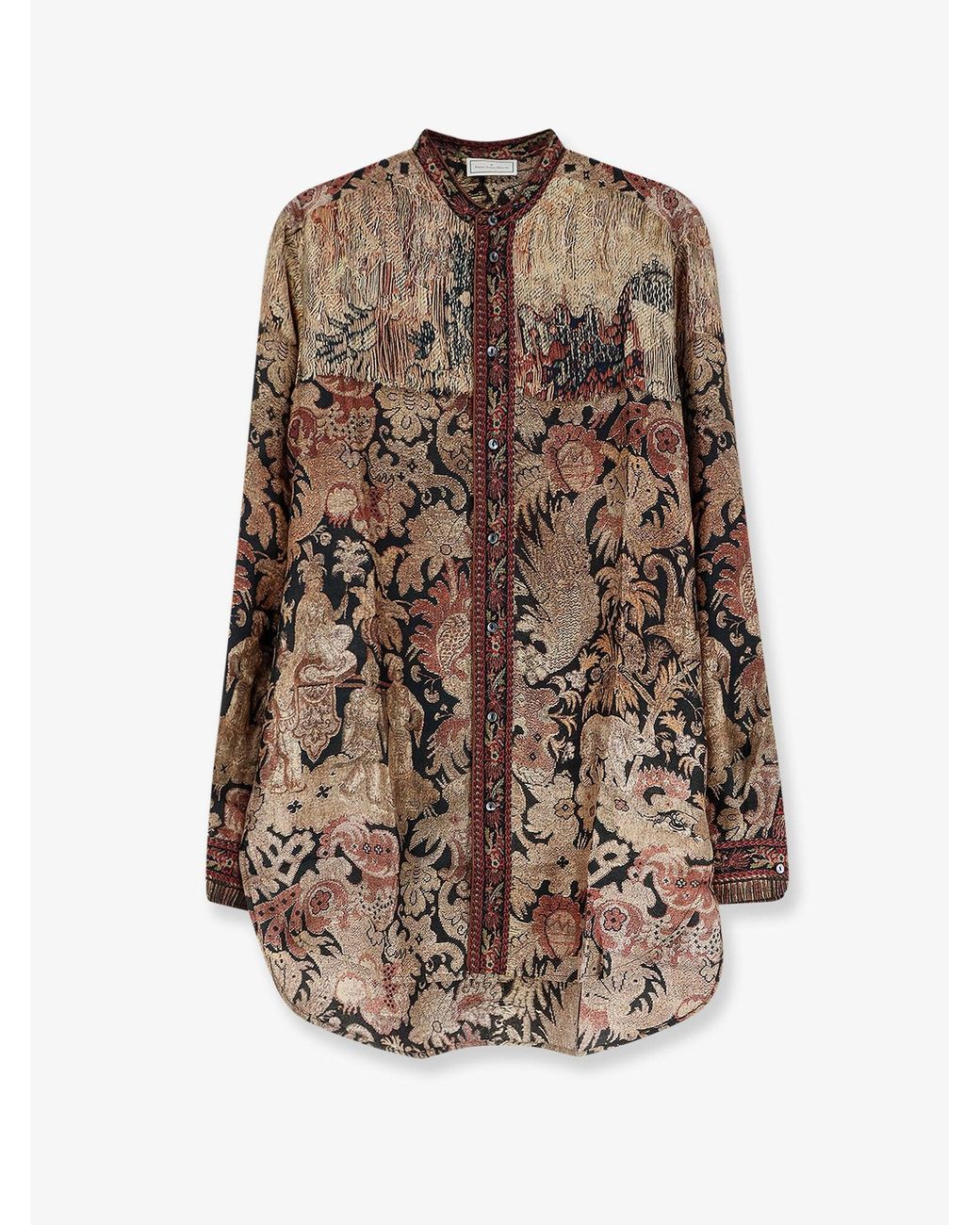 Pierre Louis Mascia Brown Printed Silk Shirt