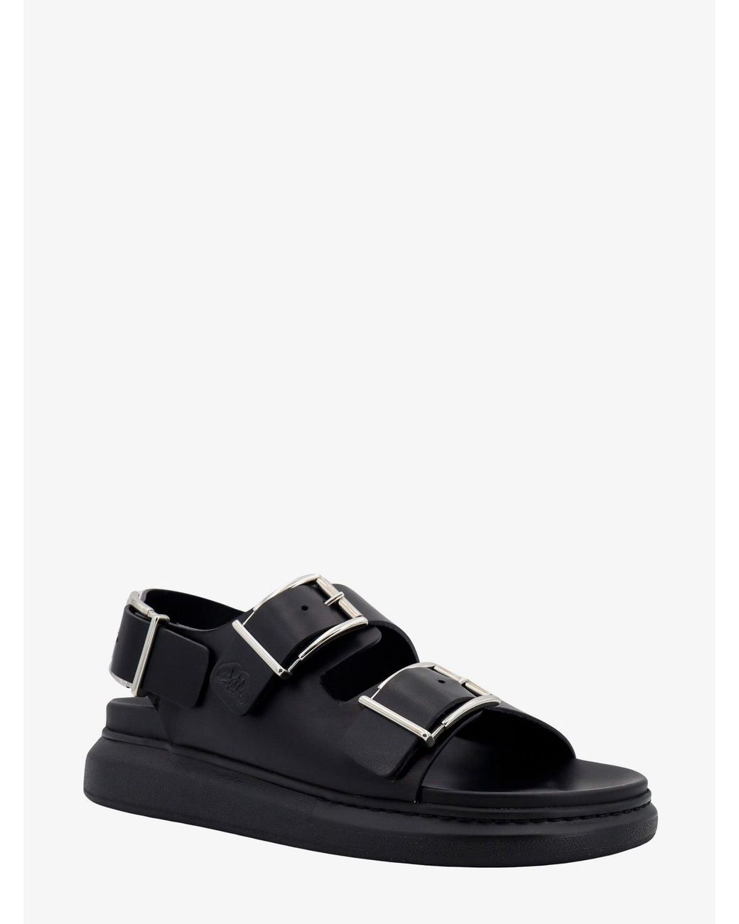 McQueen White Leather Sandals With Adjustable Straps for men