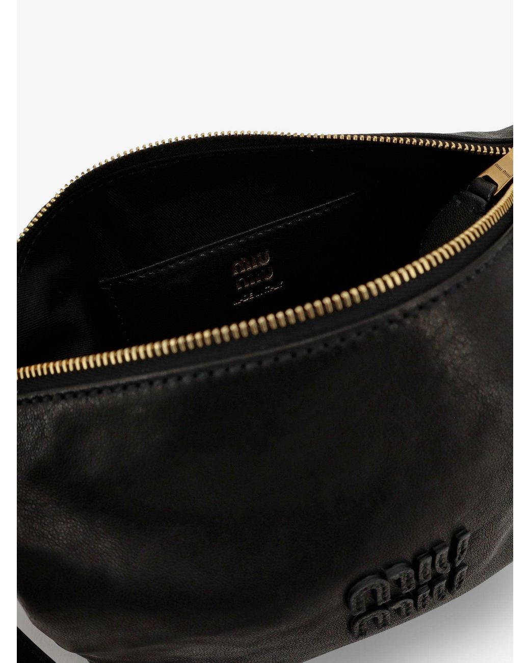Miu Miu Black Nappa Aviator Leather Shoulder Bag