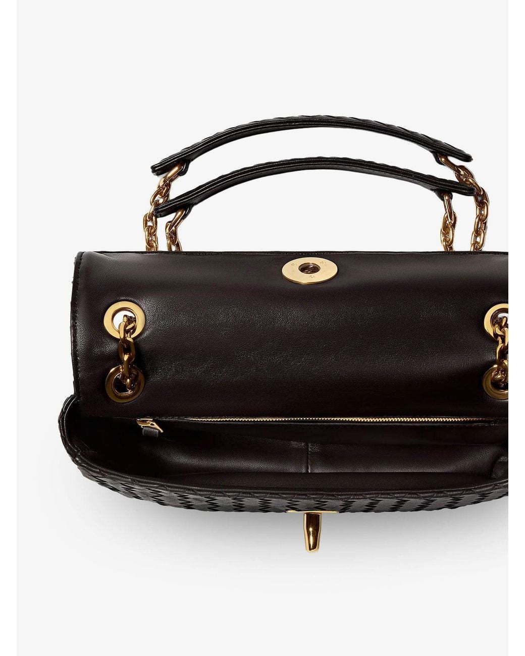 Bottega Veneta Black Madison Leather Crossbody Bag With Intrecciato Motif