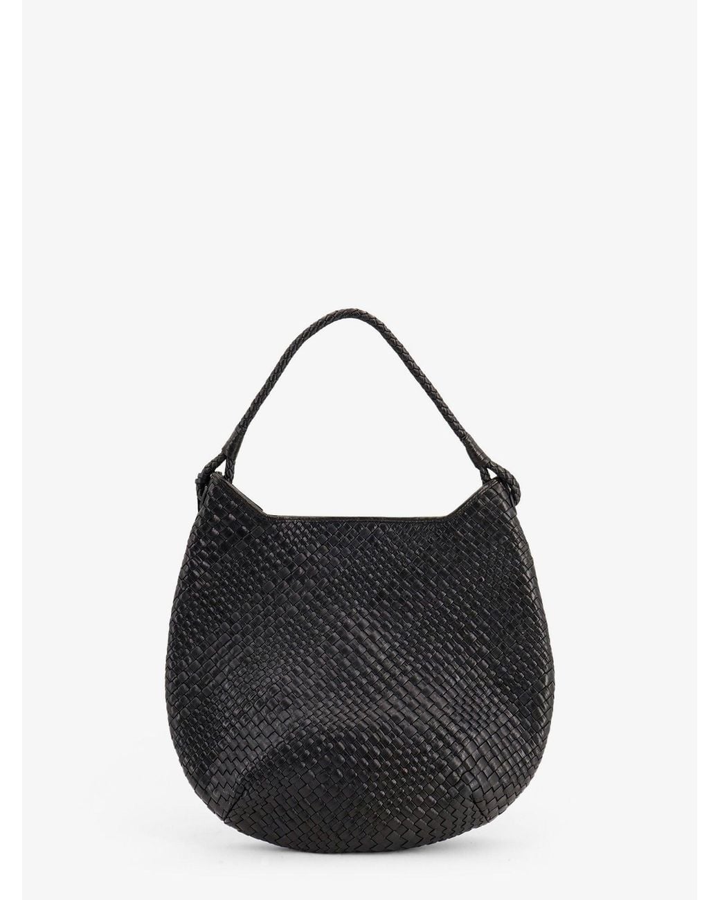 IBELIV Black Lamia Vegetable Leather Shoulder Bag With Woven Pattern