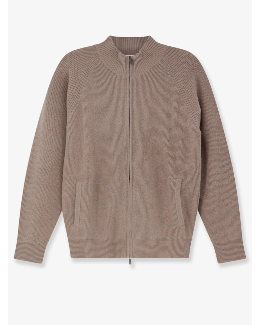 Bramani Cashmere Natural Cashmere Zip-Up Cardigan for men