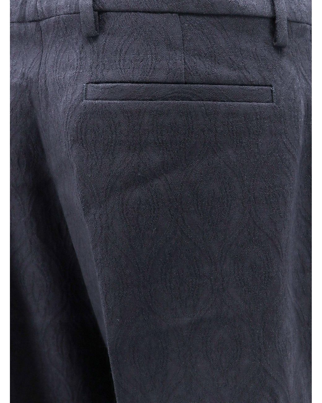 Etro Blue Wool Blend Trousers With Paisley Pattern