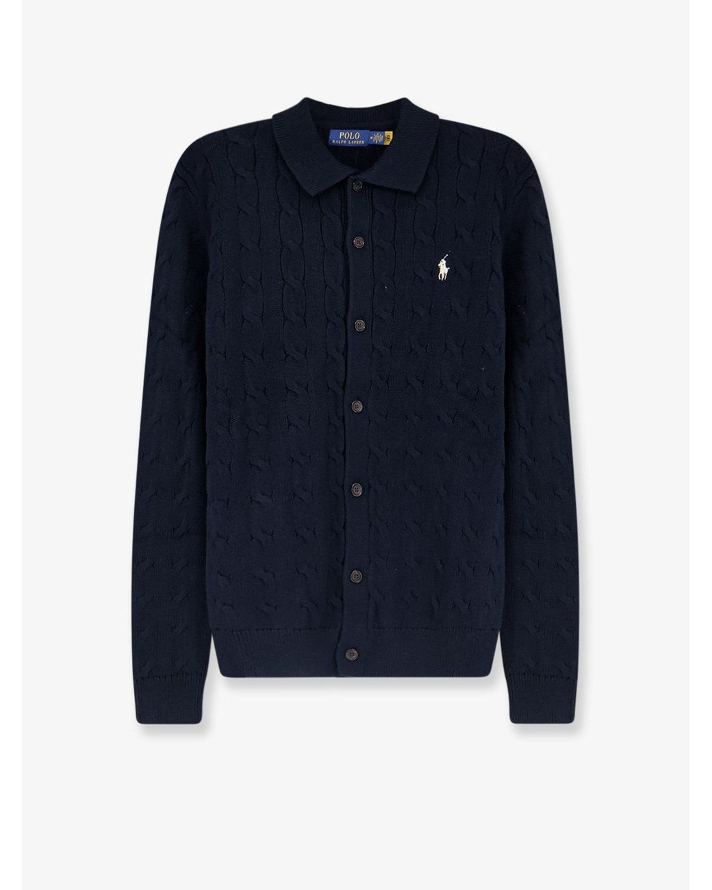 Polo Ralph Lauren Blue Cotton Cardigan With Braided Knit for men