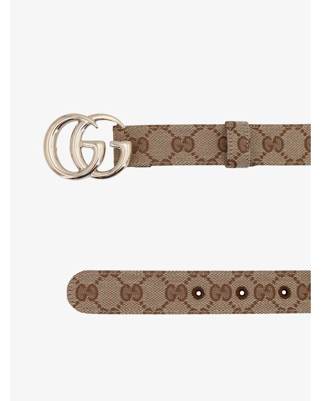 Gucci Natural Gg Marmont Coated Canvas Belt