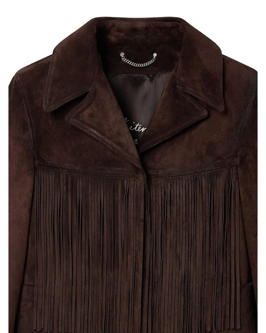 Golden Goose Deluxe Brand Brown Linda Journey Waxed Suede Jacket With Fringes
