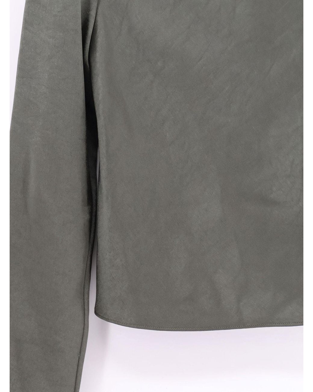 Vince Gray Satin Shirt With Draped Neckline