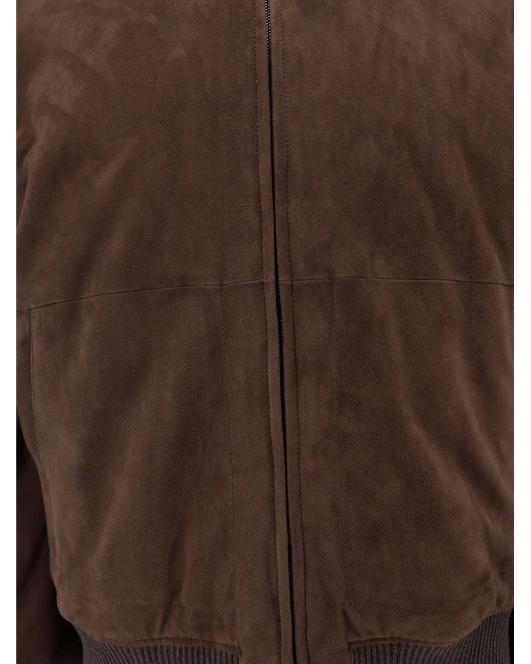 Corneliani Brown Suede Jacket With Shearling Detail for men