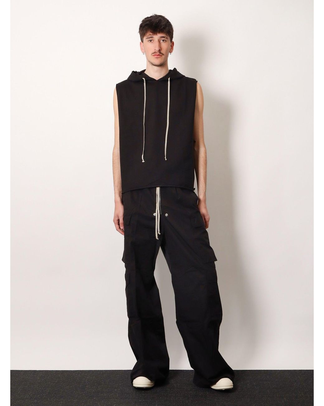 Rick Owens Black Double Cargo Jumbo Belas Trousers for men
