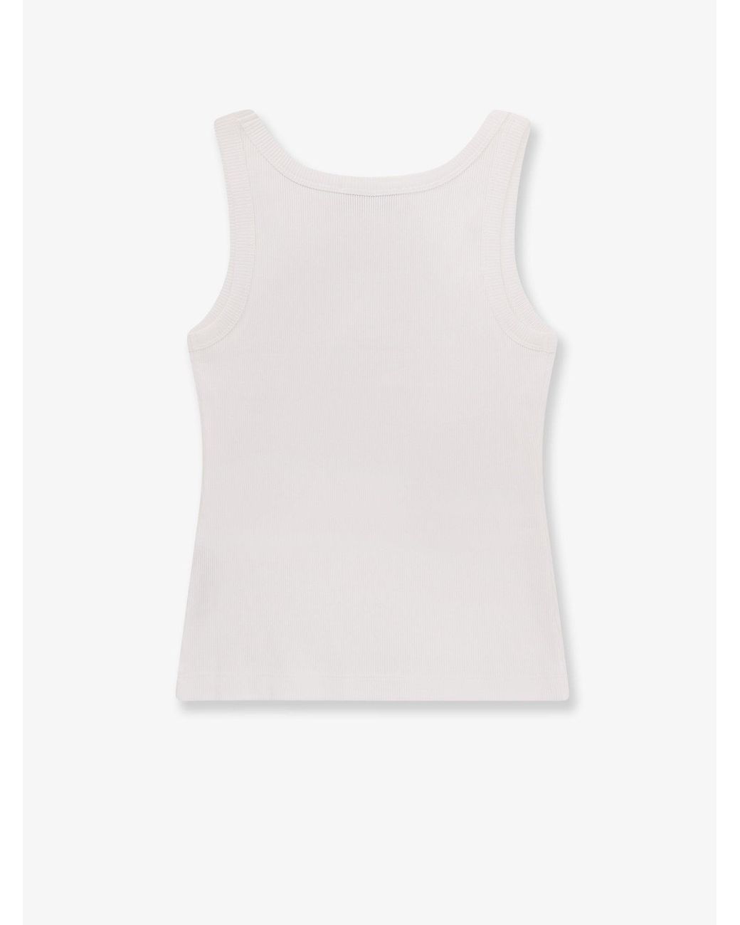 Tory Burch White Ribbed Cotton Tank Top