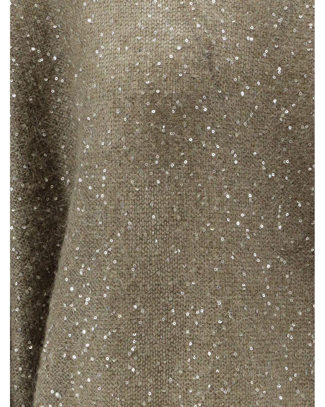Nude Green Mohair Blend Sweater With Sequins