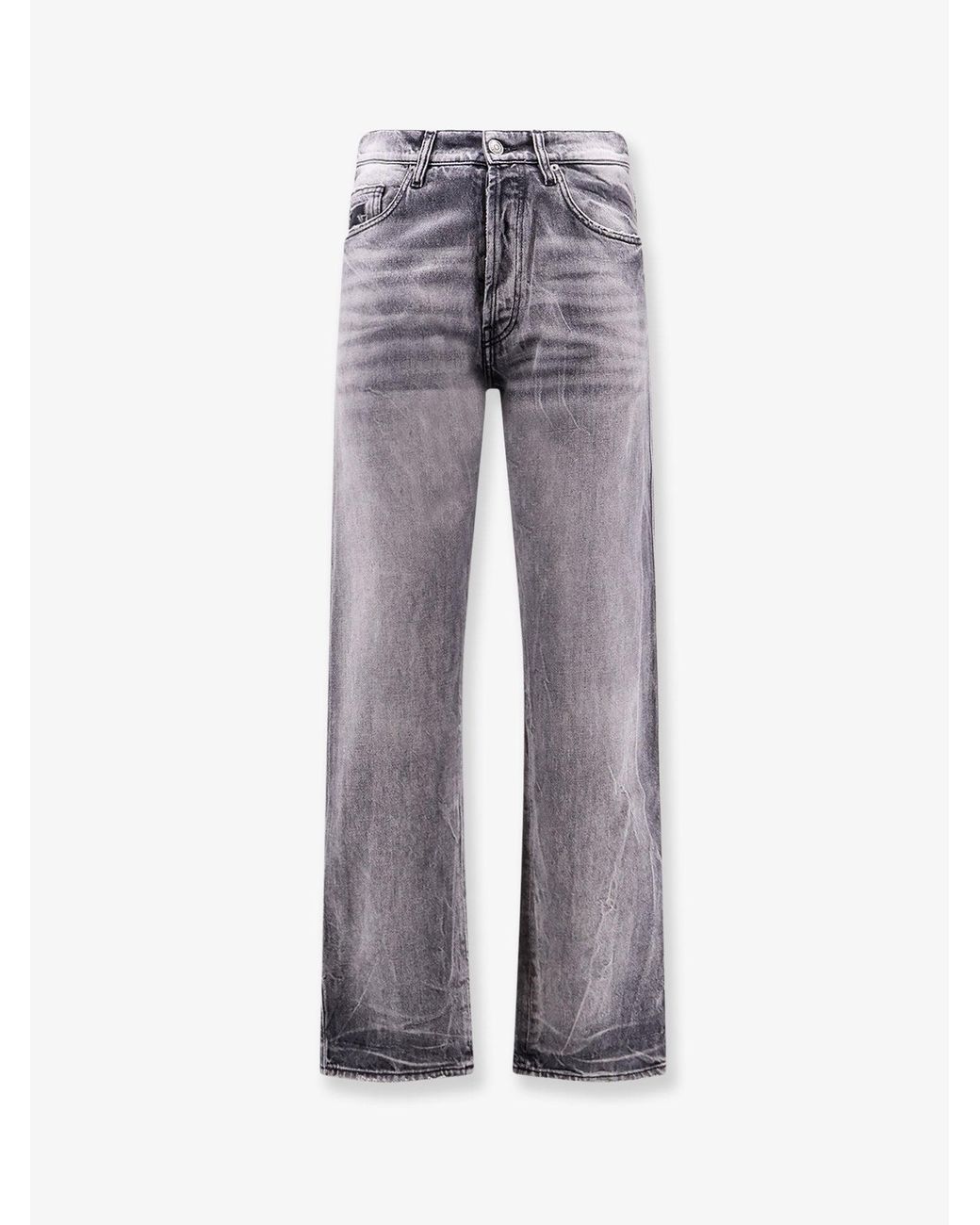 NUMERI 123456789 Gray Washed-Out Cotton Trousers for men