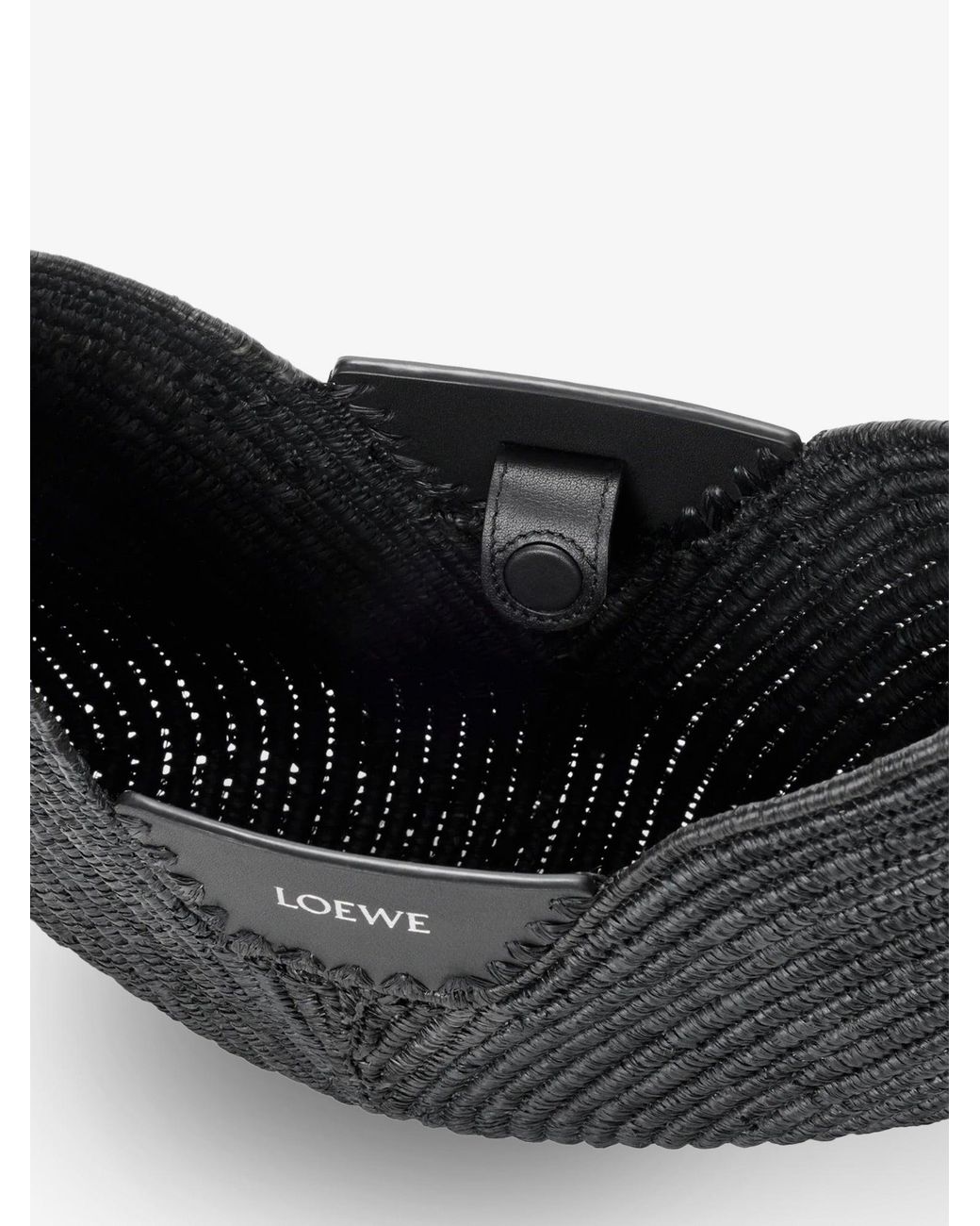 Loewe Black Paula's Ibiza-Swing Raffia And Leather Shoulder Bag