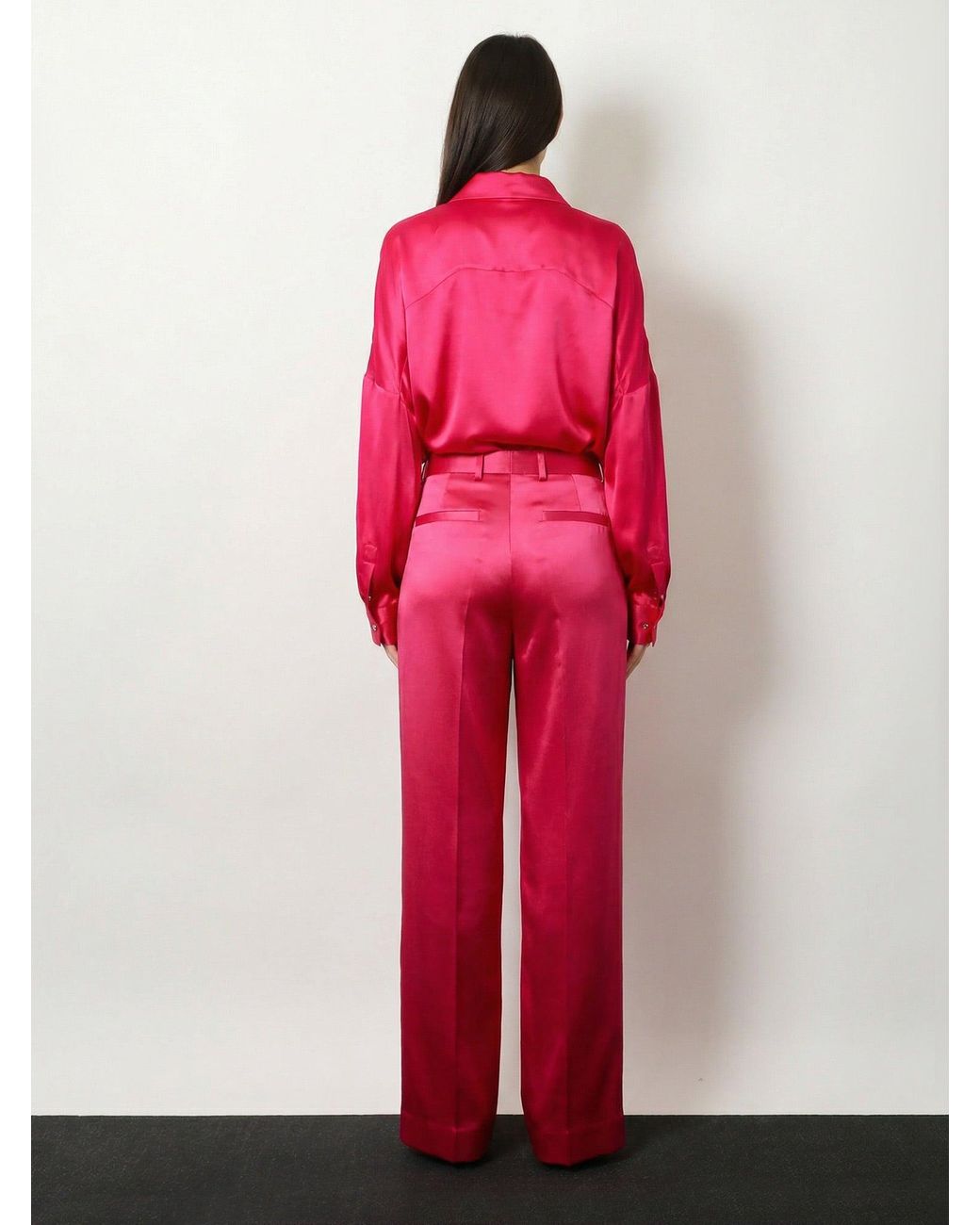 Dries Van Noten Red Penn Satin Trousers