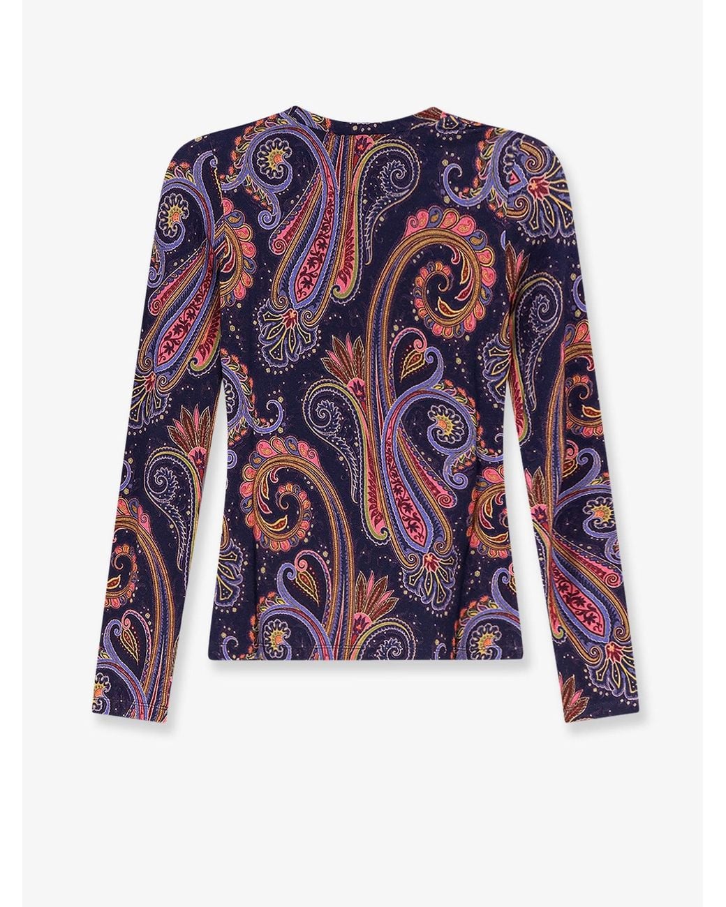 Etro Blue Paisley Viscose And Wool T-Shirt