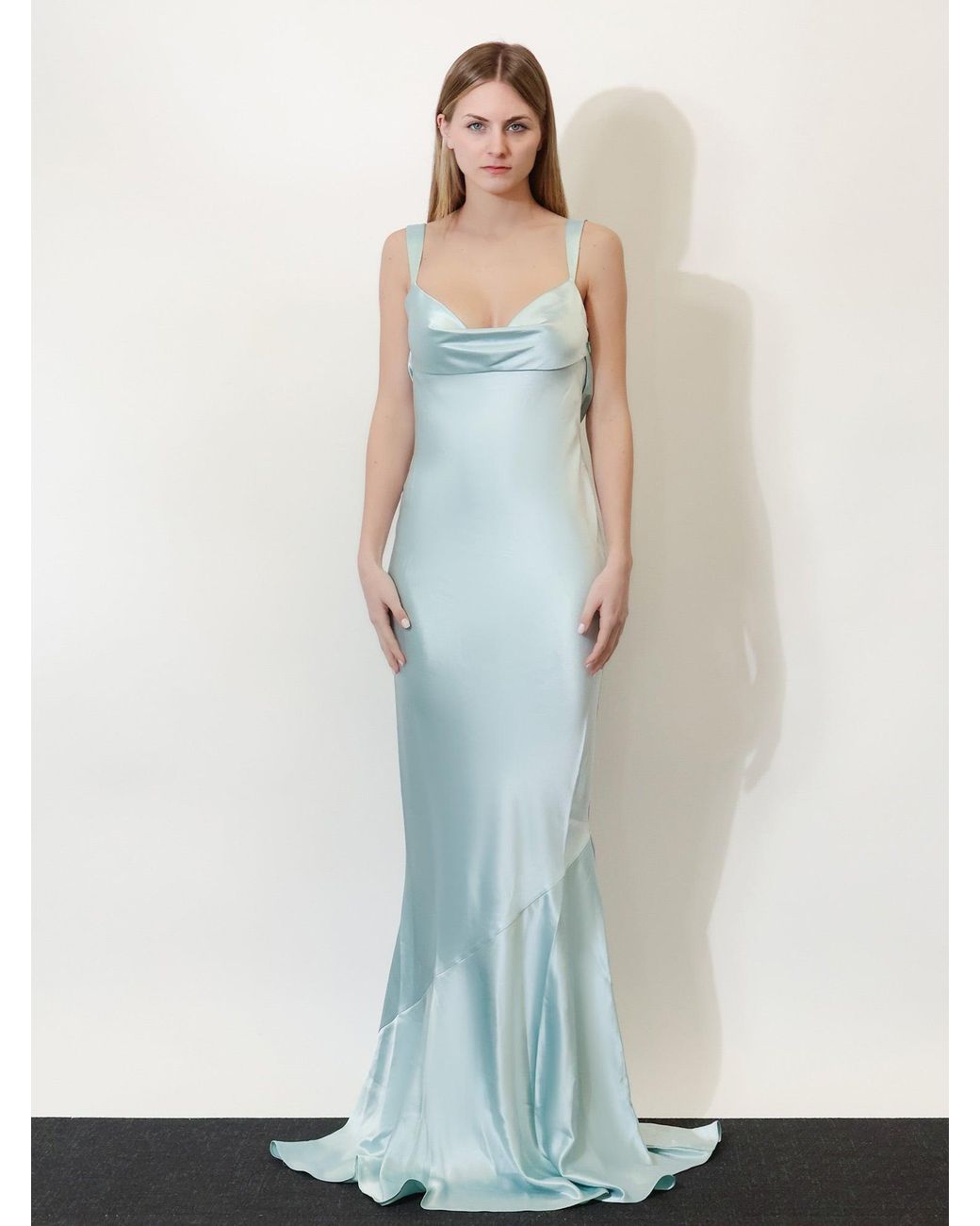 retroféte Blue Satin Vinica Dress