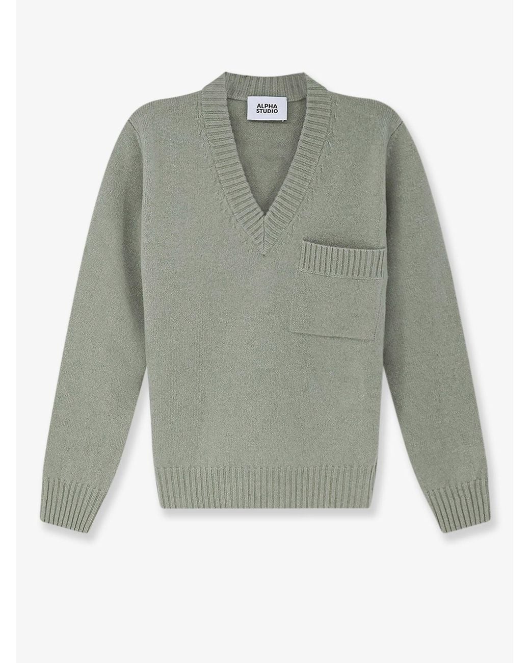 Alpha Studio Green Wool And Cashmere Blend Sweater for men