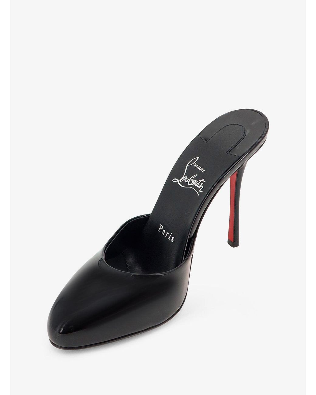 Christian Louboutin Black Patent Leather Dolly Mule Sandals