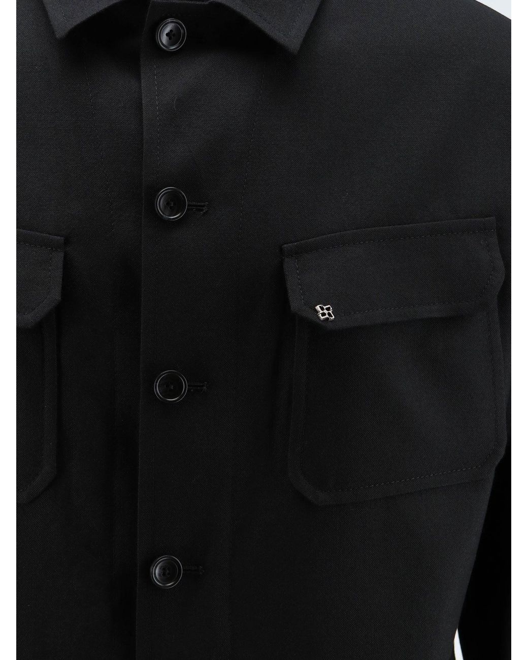 Tagliatore Black Calvin Virgin Wool Shirt/Jacket for men