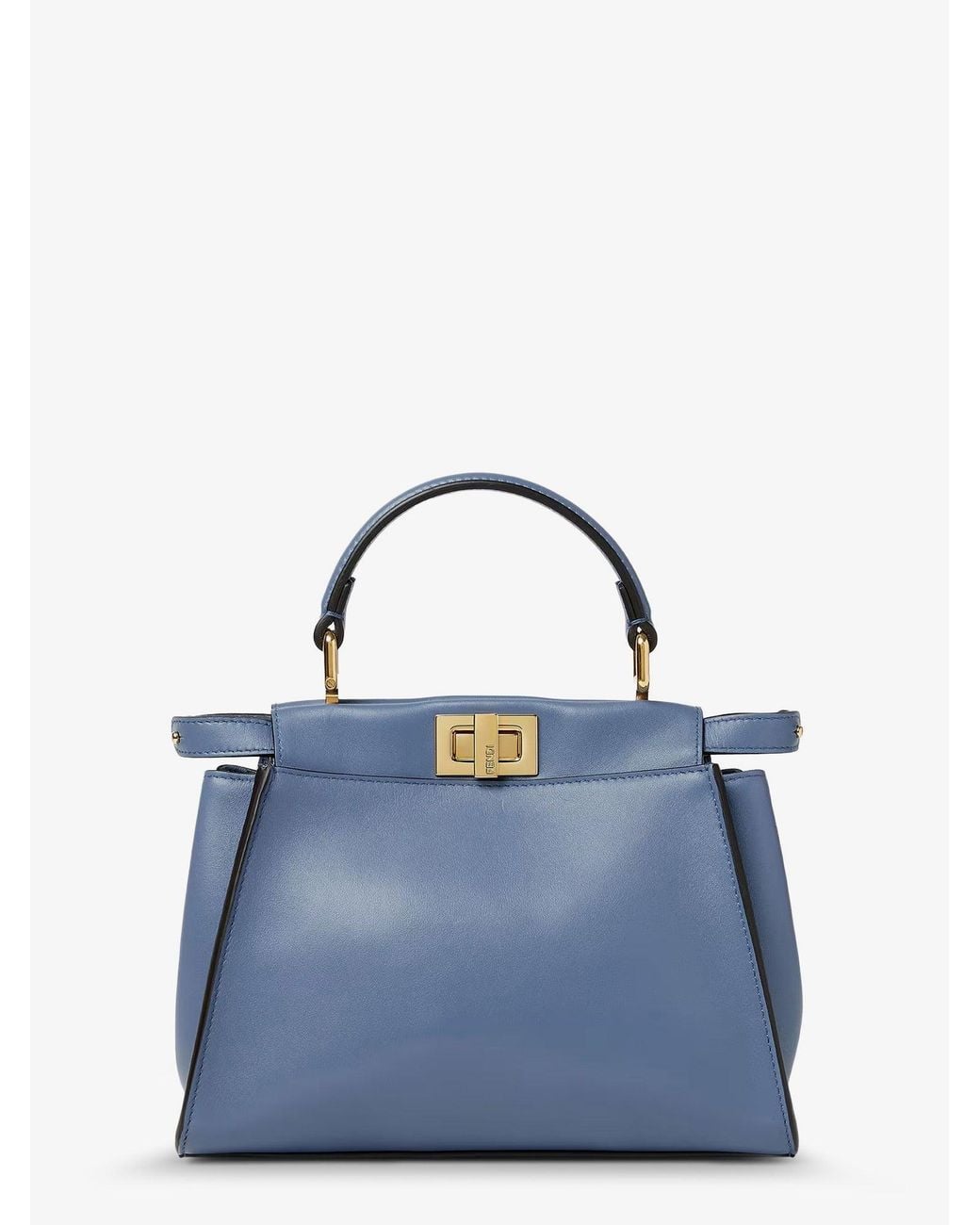 Fendi Blue Peekaboo Mini Leather Handbag