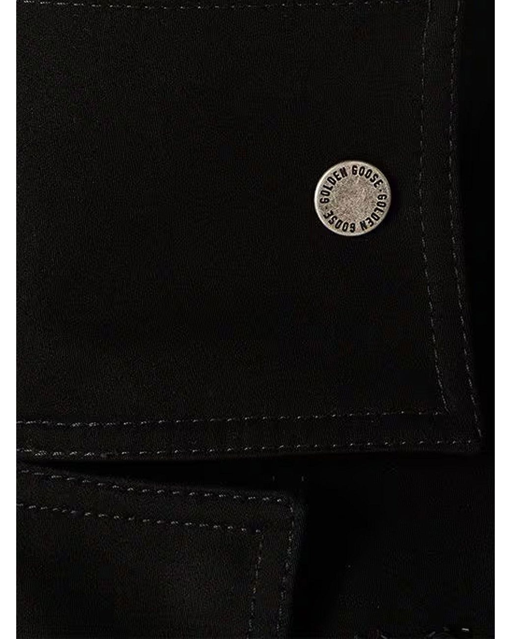 Golden Goose Deluxe Brand Black Denim Jacket With Floral Details