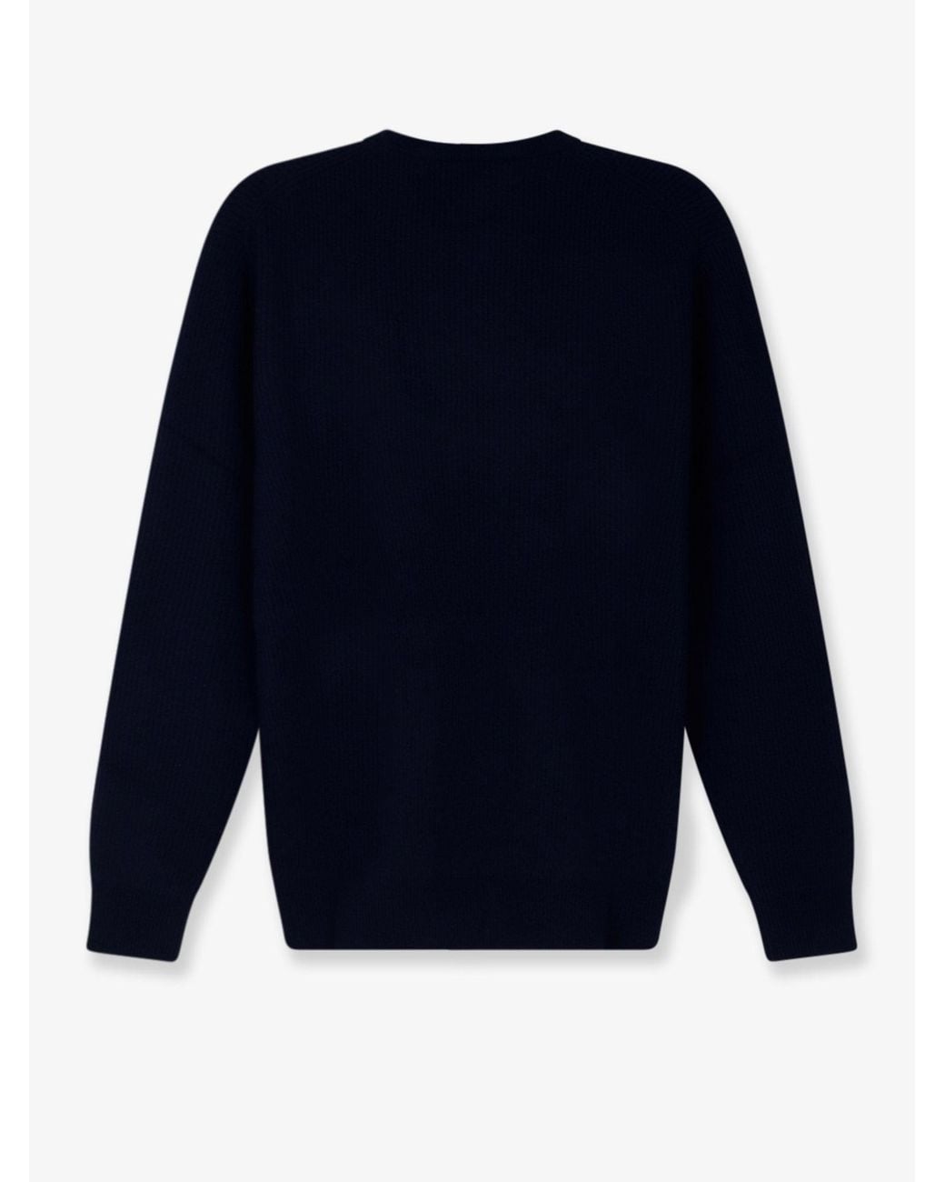 Bramani Cashmere Blue Ribbed Cashmere Crew Neck Sweater for men