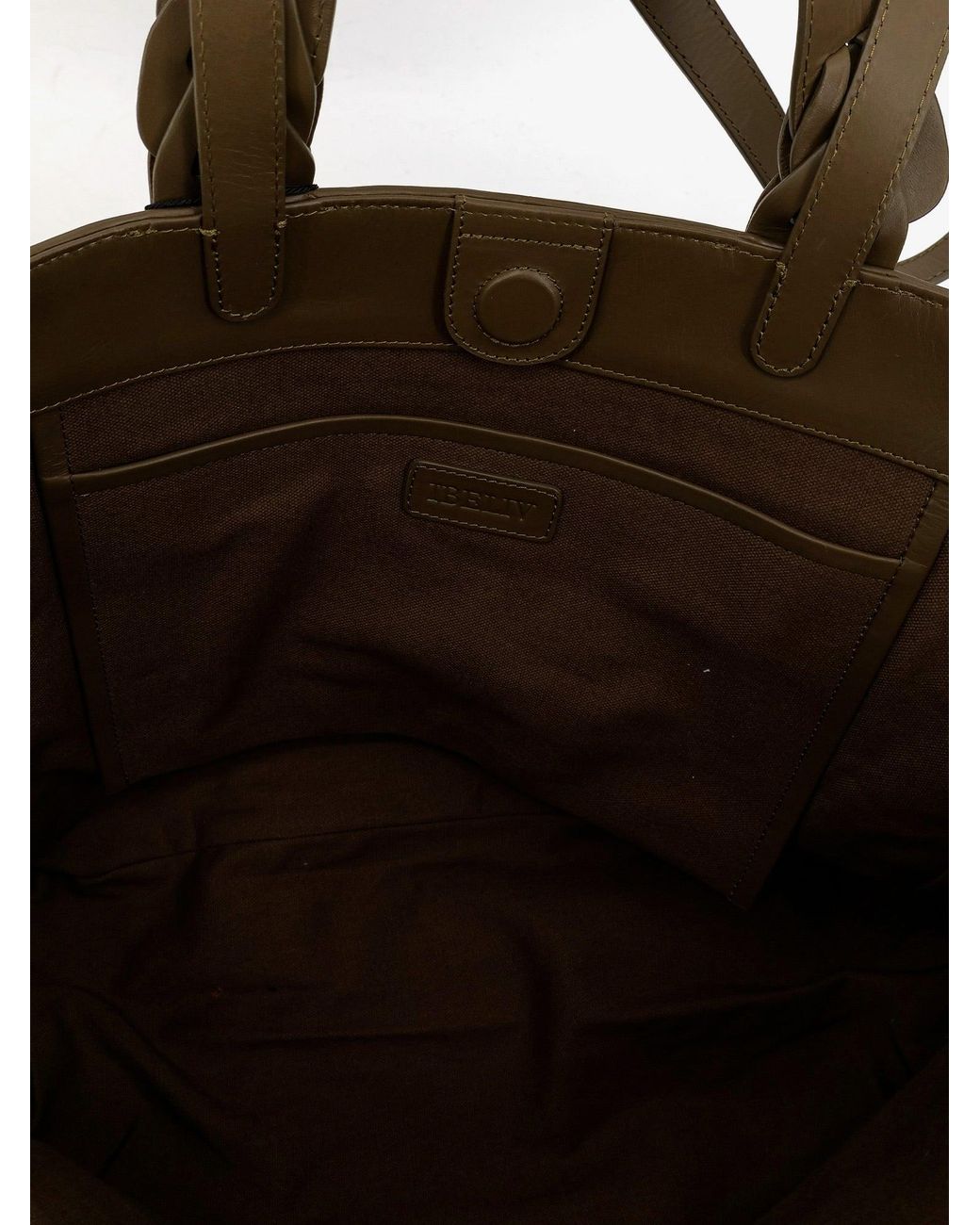 IBELIV Brown Elmio Medium Vegetable Leather Shoulder Bag With Woven Pattern