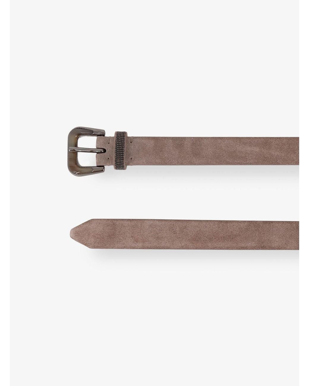 Brunello Cucinelli White Suede Belt With Monili Loop