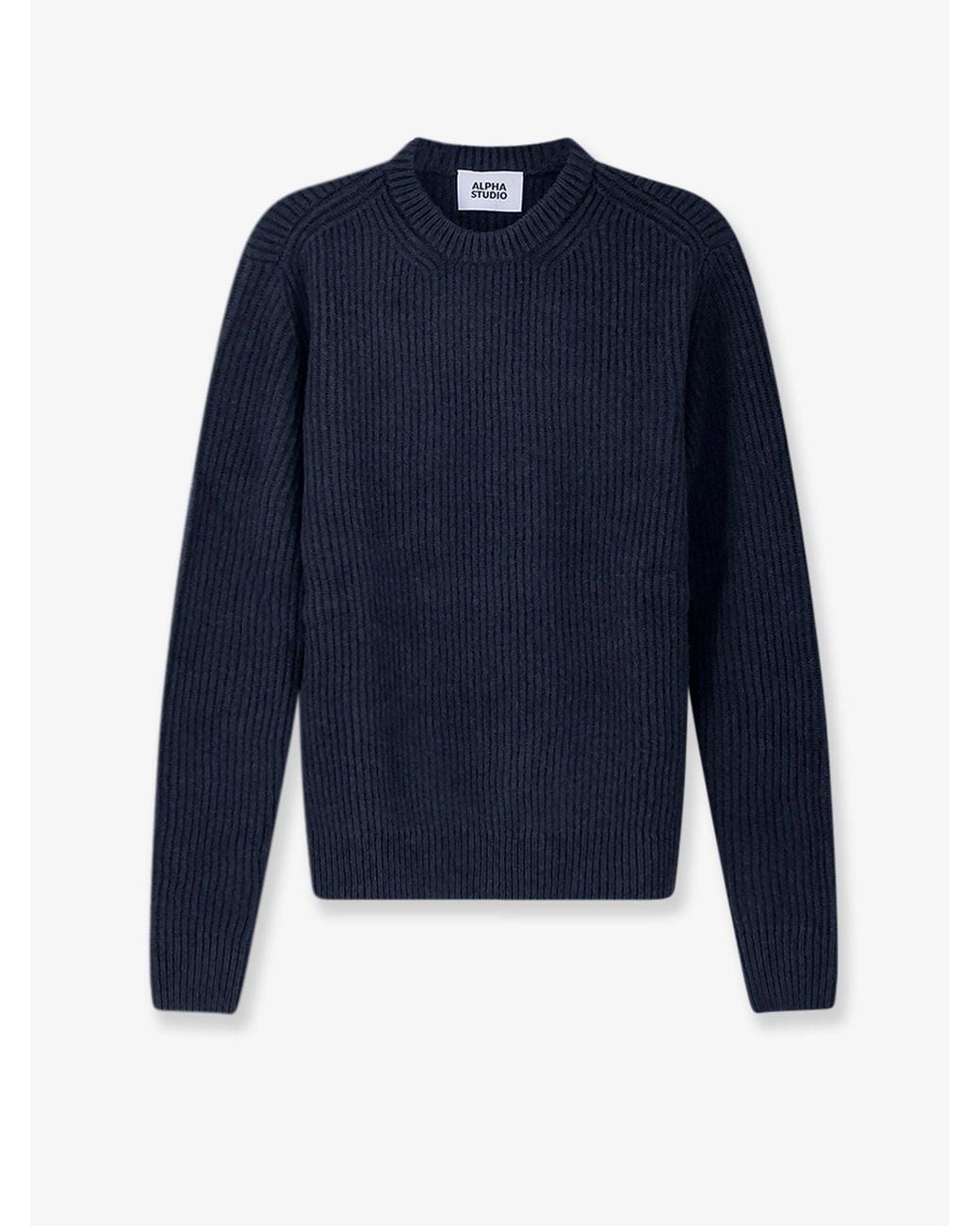 Alpha Studio Blue Virgin Wool And Cashmere Sweater for men