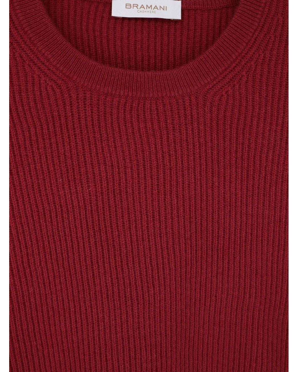 Bramani Cashmere Red Ribbed Cashmere Sweater for men