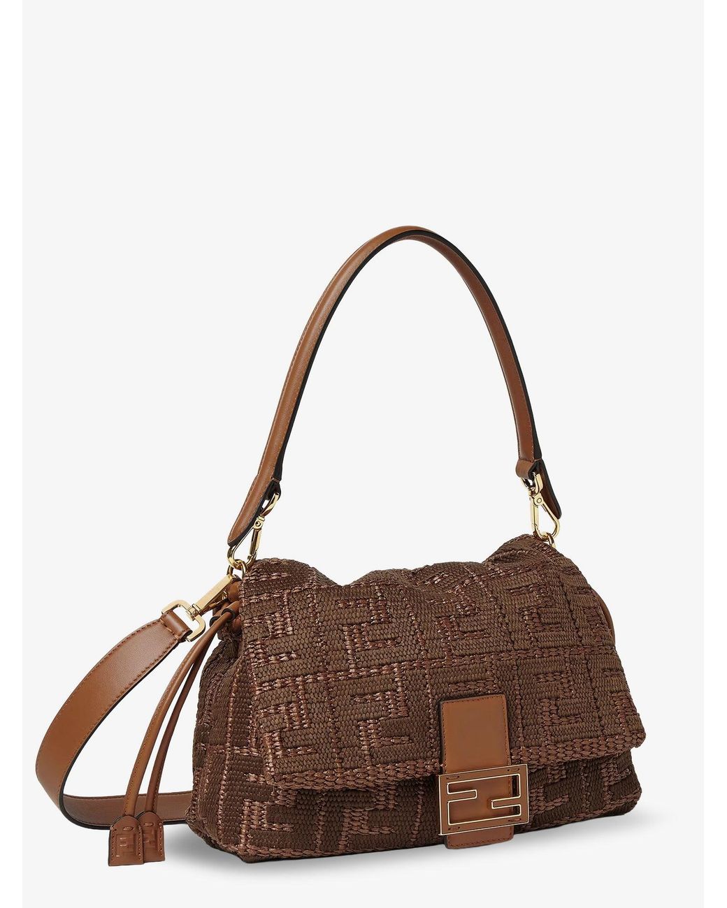 Fendi Brown Mamma Baguette Medium Raffia Handbag