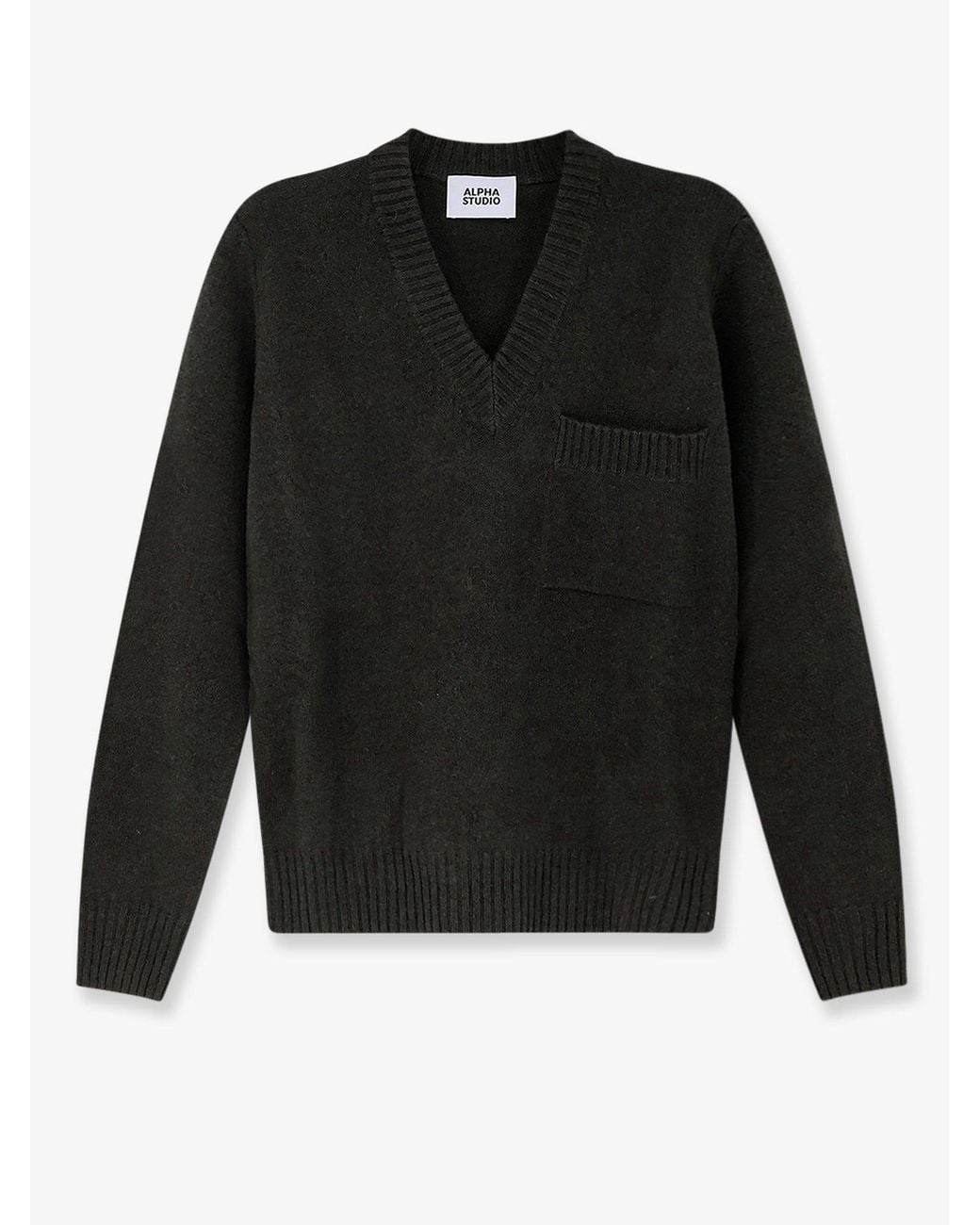 Alpha Studio Black Virgin Wool And Cashmere Sweater for men