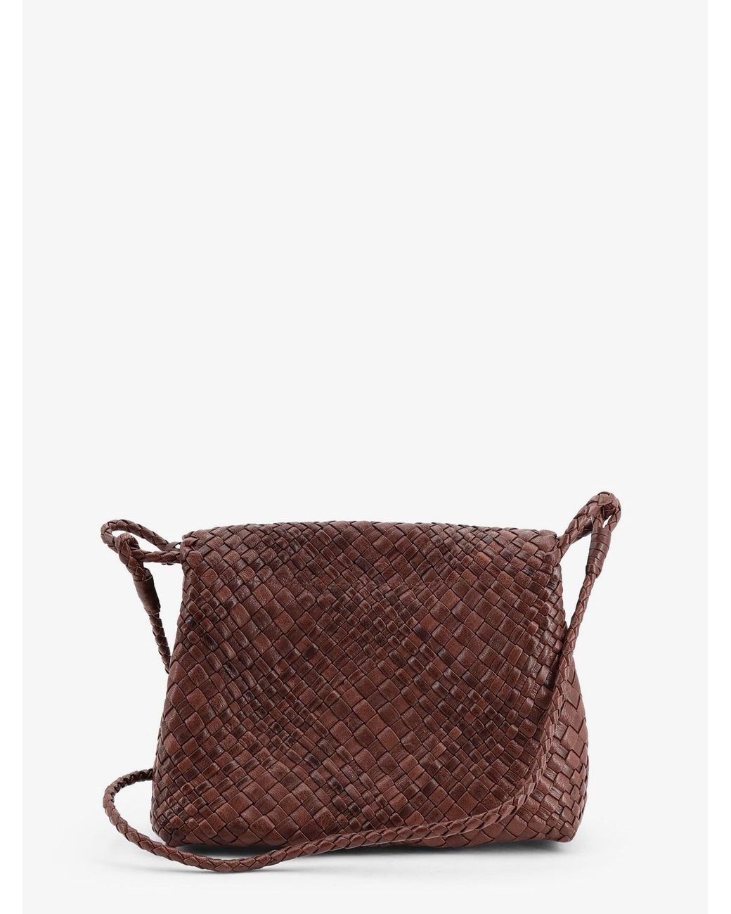 IBELIV Brown Paris Vegetable Leather Shoulder Bag With Woven Pattern