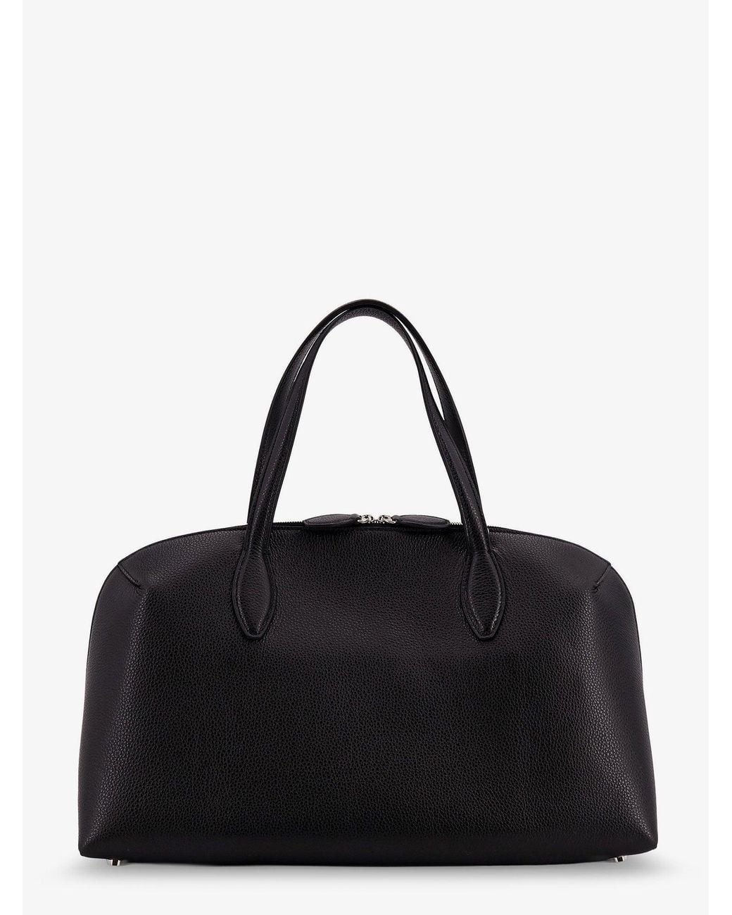 Totême Black Hammered Leather Handbag
