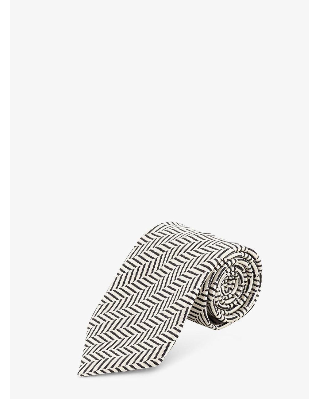 Tom Ford White Silk Tie With Geometric Pattern for men