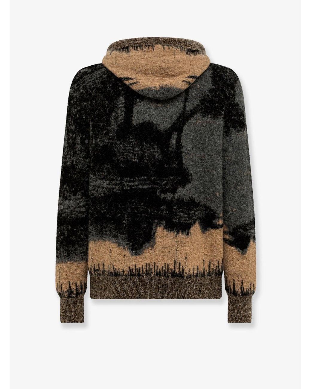 Laneus Black Mohair Jacquard Hoodie for men