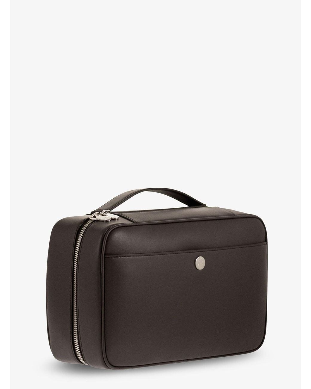 Brunello Cucinelli Black Leather Beauty Case With Metal Logo Detail for men