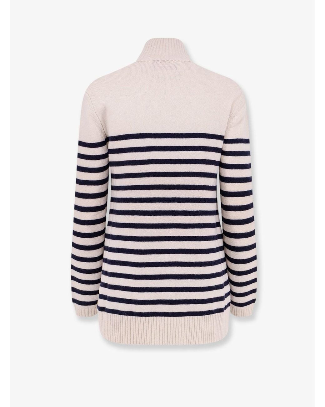 Seafarer White Virgin Wool And Cashmere Blend Sofy Sweater With Striped Pattern