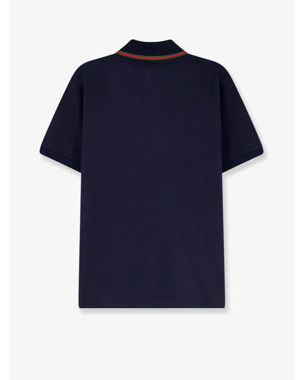 Gucci Blue Cotton Polo With Nastro Web Detail On The Collar for men