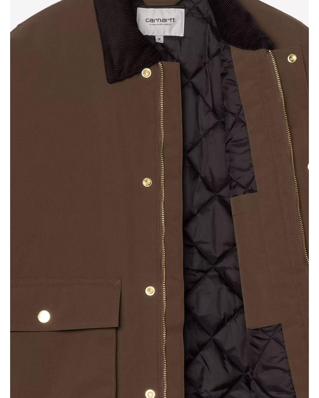 Carhartt Brown Quentin Nylon Jacket With Embroidered Logo On The Front for men